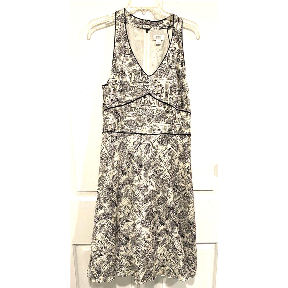 Ann Taylor Loft - Black & White summer sleeveless halter dress women's size 12
